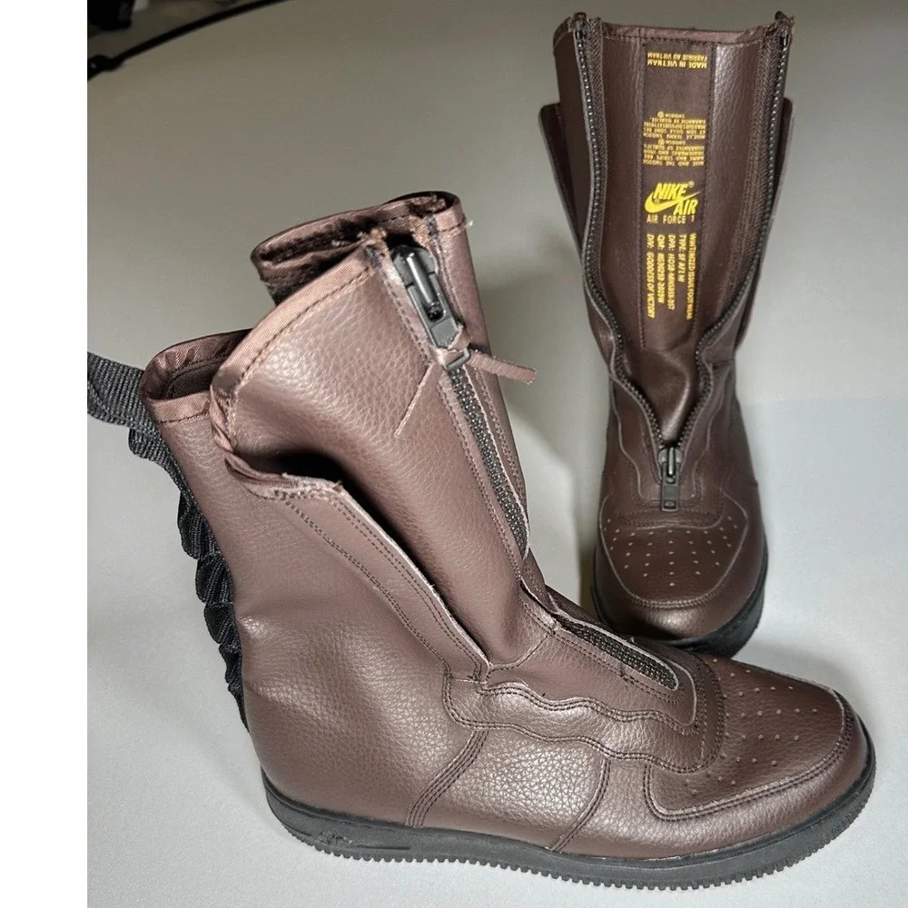US 9 Nike SF Air Force 1‎ Hi Winter Boots Baroque Brown Mens AA1128-204 No Laces
